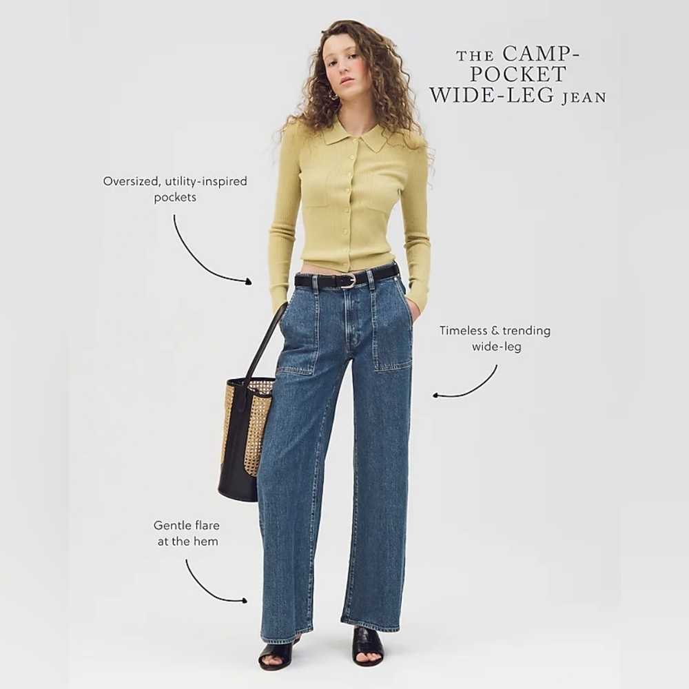 🎁 J Crew Wide-Leg Path Pocket  Jeans